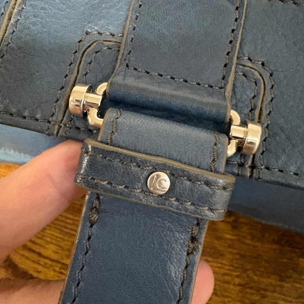 Liz Claiborne Slouchy Shoulder Bag Blue Soft Pebbled Leather Vintage Y2K - Picture 8 of 16